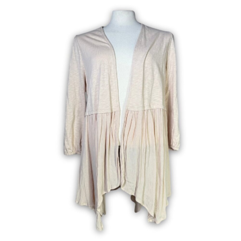 NWT Torrid Mixed Hanky Hem Kimono Beige Cardigan Open Front Sz 1X